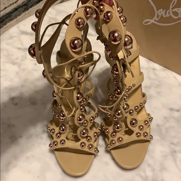 AMAZOUBILLE 120 NAPPA Nude and Rose Gold Heels - Picture 2 of 3